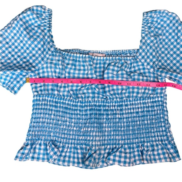 BCBGeneration Smocked Top & Pull on Mini Skirt in Blue Gingham Size M - Picture 5 of 10